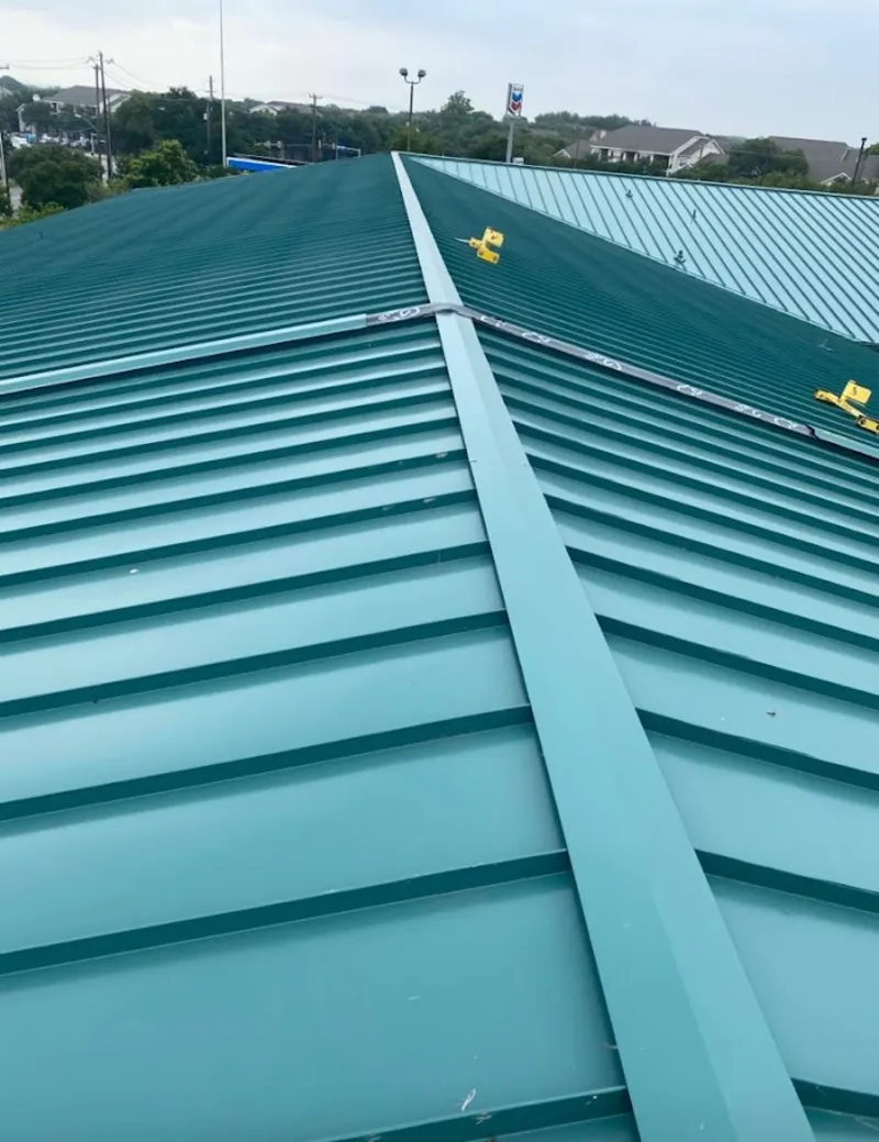 Green commercial metal roof ridge and valley for Metal Roof Repair in Austell